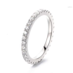 Toptan Popüler Fine Mücevher Rhodyum Kaplama Klasik S925 STERLING Silver Moissanit Sonsuzluk Band Ring Kadınlar Unisex Hediye