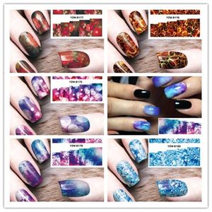 Aufkleber Abziehbilder 6 Stück Nagelaufkleber Magische Blume Wassertransferaufkleber Schieber für Nail Art Dekoration Tattoo Maniküre Wraps Werkzeuge Weihnachten m3227 231202