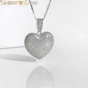 Hängselhalsband Sparking Bling 5A Crystal Paled Heart Charm Pendant Hip Hop Love Necklace For Women Men 5mm CZ Tennis Chain Jewelry Drop Ship 231204