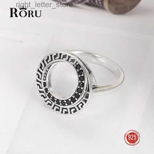 Anello solitario Fine Boho Vintage Anelli da donna Argento sterling 925 Gioielli Ampio zircone Anello con diamante nero con pietra Design unico YQ231207