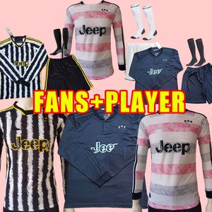 23 24 Juventus Pogba Soccer Jerseys Di Maria Bonucci Bremer Danilo 2023 2024 Chiesa Vlahovic McKennie Juve Pellegrini Long Sleeve Home Away Third Fans Player Version