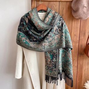 Scarves Lady Thick Winter Warm Pashmina Shawls Wraps Floral Cashmere Blend Scarf For Women Travel Stoles Tassel Long