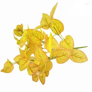 Decorative Flowers Simulation Red Begonia Autumn Ivy Plants Leaf Restaurant Artificial Large 7 Fork 35 Leaves Floral Wedding Decoration