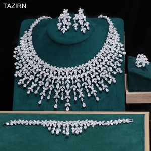 Bröllopsmycken uppsättningar Tazirn Luxury 5A Cubic Zirconia Arabic Dubai Set for Women Party Prom Anniversary 24pcs CZ Bridal Accessories 231207