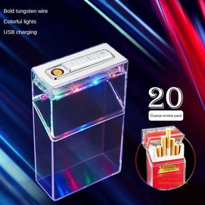 Cigarette Case and Lighter in One 20 Standard with USB Transparent Flash