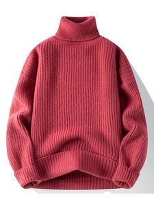 Vinterlång ärm med hög hals Solid tjock Pullover Tröja Fashion Youth Men's Casual Knitwear 545
