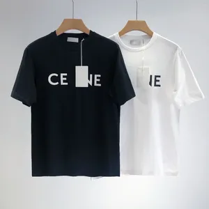 Camisetas femininas 2023 moda na moda marca ce letras impressas para homens e mulheres soltas casuais em torno do pescoço de manga curta hip-hop high street
