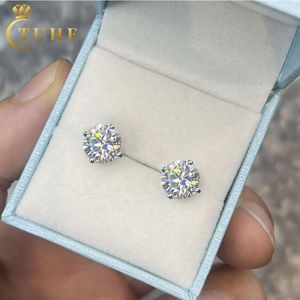 Passera diamanttestare 3-10mm Classic Moissanite Stud Earrings 925 Sterling Silver Mossanite Fashion Screw Back Män kvinnor