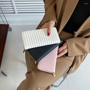 Wallets Striped Purse Ladies PU Leather Simple Clutch Bag Long Multi-wallet Fashion Mobile Phone Zero Wallet Card Wholesale