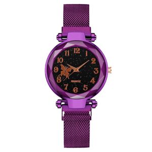 Fashionable Butterfly Starry Sky Digital Lazy Man Stone Women's Watch Absorbing Iron Magnet