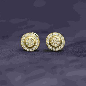 Runda öronkruar Skruva tillbaka smycken VVS Diamonds Kvinnor Earring Diamond 925 Hip Hop Silver Stud Moissanite Cluster örhängen