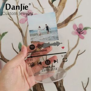 Key Rings Personalized Spotify Code Acrylic Music Board Song Po Name Custom Album Plaque Friends Lovers Family Gifts 231206