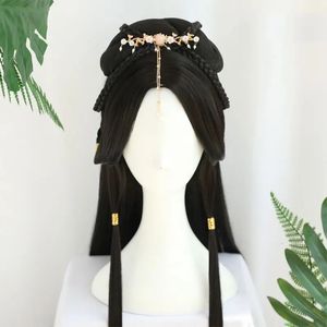 Headwear Hair Accessories Cosplay Hanfu Chinese Traditional Ancient s Female Prop Headgear Black Long Straight for Women 231207