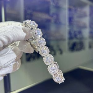 Najtańsza cena biżuteria Kobiety mężczyźni 925 Sterling Srebrny pełny lodowany mrożony vvs moissanite diamentowa bransoletka tenisowa