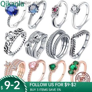 Solitaire Ring Hot Sale charms plata de ley 925 Rings For Women Blue Zircon Sparkle Crown Ring Making Jewelry Gift Party Engagement YQ231207