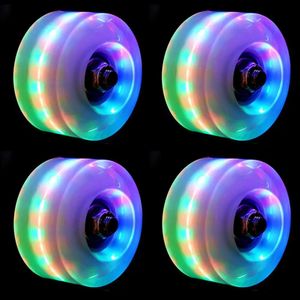 Akcesoria skate 4pcs Luminous Roller Wheels Flashing Dwurzędowe łożyska łożyska Akcesorium 231206