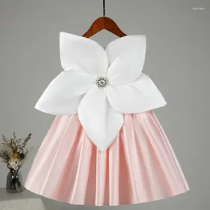 Vestidos de menina vestido infantil princesa flor casamento pequeno rosa transfronteiriço primeiro aniversário verão