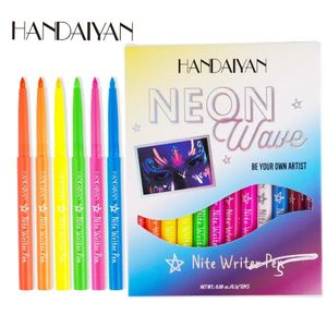 Kombinacja cienia do oczu/wkładki 12PC/zestaw fluorescencyjny noc Luminous Kolorowa płynna oko ołówek Wodoodporny tęczowy biały różowy kolor eyeliner Pen 231207