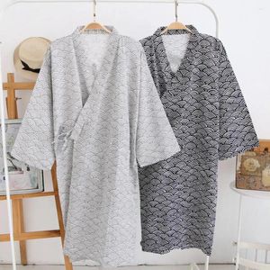 Erkekler Places Men Moda Baskı Kimono Robe Nightgown Gevşek Orta uzunlukta bornoz