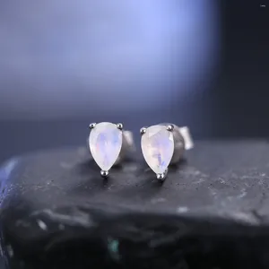 Stud Earrings GEM'S BALLET Pear Shape Milky Blue Moonstone Studs In 925 Sterling Silver Women Rose Gold June Birthstone