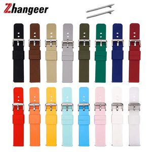 Watch Bands 14mm 16mm 18mm 19mm 20mm 21mm 22mm 24mm Quick Release Straps For Huawei GT2 Smart Watch Bracelet Galaxy Watch 3 Silicone Band 231207