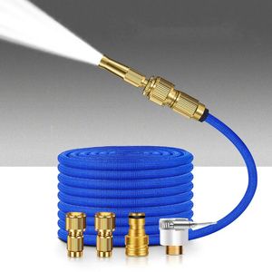 Garden Hoses 3 Time Telescopic Garden Hose 1/2 EU Quick Connector Magic Watering Hose High Pressure Car Wash Brass Nozzle Water Gun Hose Set 231206