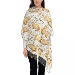 Scarves Capybara Animal Shawl Wraps Women Warm Long Soft Scarf Cute Cartoon Anime Neckerchief Tassel