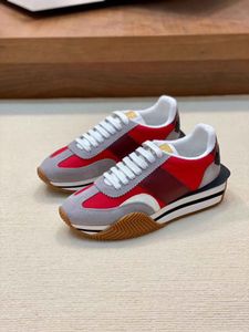 Üst Lüks Popüler James Sneaker Shoes Man Side Stripe Süet Naylon Kaykay Yürüyen Tıknaz Kauçuk Runner Spor Platformu Tom Fords Trainer Shoe 733