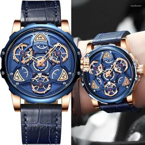 Wristwatches Top Luxury Men's Mechanical Hollowed Out Wristwatch Trend Genuine Leather Strap As A Gift For Loved Ones And Elders