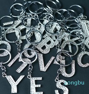 Crystal English Letters Inledande nyckelring Nyckelringar Holder Bag Pendant Charm Fashion Jewelry Gift