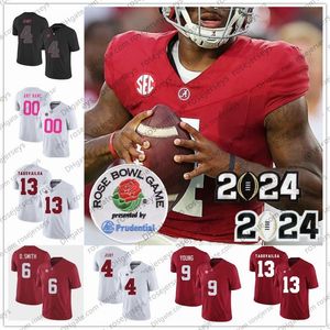 Custom Alabama Crimson Tide Jalen Milroe Jase McClellan Jermaine Burton Isaiah Bond Roydell Williams Amari Niblack 2024 Mistrzostwa Rose Bowl Football Jersey