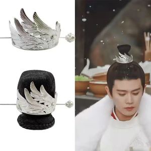 Headwear acessórios para o cabelo masculino hanfu coroa chinês vintage metal hairpin tiara jóias masculinas costa 231207