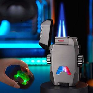 Mecha Gyro Inflatable Lighter Double Fire Windproof Metal Creative Cool Gift for Boyfriend Fashionable Stress Relief