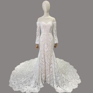 Graceful Strapless Lace Wedding Style Romantic Mermaid Dress For Bride Classic Floor-length Bridal Gown Vestido De Novia