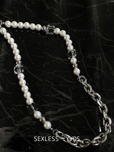 YYDS квадратное жемчужное ожерелье с кристаллами, новинка 2023 года, женское светлое роскошное нишевое ожерелье Instagram в стиле хип-хоп, мужская цепочка на ключицу, модный бренд