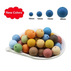 Teethers Toys Colors 20Pcs 10mm 12mm 15mm 20mm Silicone Beads Baby Teething Round Loose Ball Chewable DIY Wood Pearls For Making Pens 231206