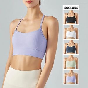 Yoga Outfit Women Sports Bra Hanging Neck Sexy T-back Vest With Chest Pad Gym Fitness Top Push Up Workout Tops