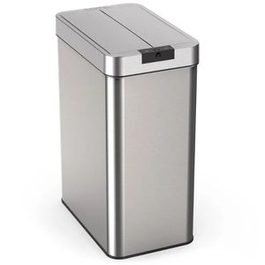 Waste Bins 13 Gallon Automatic Trash Can for Kitchen Stainless Steel Garbage with No Touch Motion Sensor Butterfly Lid and Infrared 231207