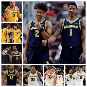 Özel Michigan Basketbol Formaları 14 Ian Burns Youssef Khayat Harrison Hochberg Tarris Reed Jr. Jackson Selvala George Washington III Tschetter