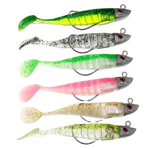 Yemler, sahte cazip jigging yumuşak yem balıkçılığı 911cm 156233g diy baş jig balık t kuyruk deniz bas mücadelesi 6 renk 231206