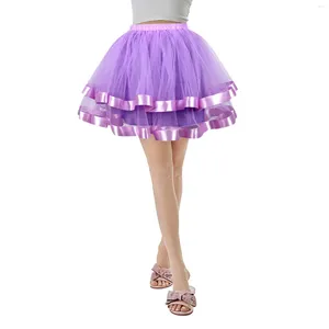 Kjolar kvinnor petticoat underskirt lager tyll jul dans fest kostym mode swing tutu prinsessor kjol flickor kläder