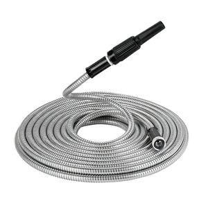 Garden Hoses 25Ft Stainless Steel Lightweight Garden Hose Heavy Duty Metal Watering Hose Garden Water Hose Pipe Free Spray Nozzle Home Silver 231206