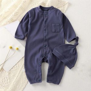 Kleidung Sets Baby Overall Mit Hut Langarm Baumwolle Kleinkind Strampler Für Jungen Mädchen Einfarbig Frühling Herbst Kleidung Born Onesie