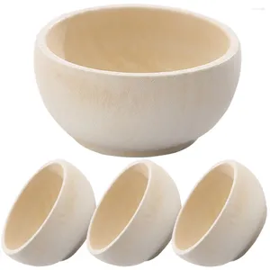 Set di stoviglie Piccola ciotola di legno Giocattoli Fai da te Giocattoli non finiti Materiale artigianale Cucina simulata Ciotole minuscole Mini posate Utensili da portata