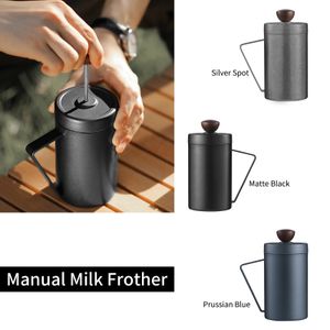 Coffee Pots MHW 3BOMBER Bar Easy Manual Milk Frother with Press Froth Technology Espresso Foam Maker Stainless Steel Filter 231207