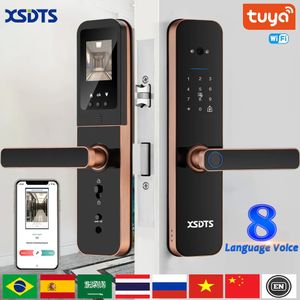 Smart Lock XSDTS Electronic Smart Door Lock Tuya Wifi Digital Biometric Camera Fingerprint Smart Card Password Key Unlock 231206