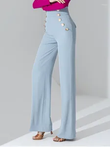 Stage Wear High Waist Ballroom Dance Standard Pants Kawaii Clothes Waltz Classical Solid Color Hippie Latin Women Buttons Trousers