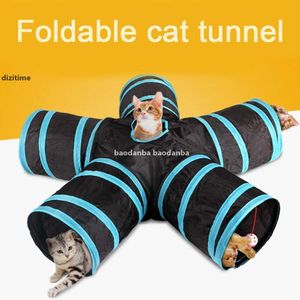 JHキャットトンネル、5ウェイフォールド可能なペットおもちゃトンネル - 、猫とドッグゲームパイプ - ブラックブルー