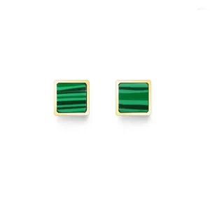 Studörhängen 18K Guldpläterad fyrkantig smaragdörhänge Dainty Studs Green Stone Gift till hennes ädelsten brudtärna