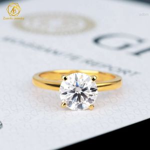 Klassischer Stil 10k 14k 18k Gold S925 Splitter 2ct Vvs Moissanit Ring Zinkenfassung Damen Edlen Schmuck Eheringe